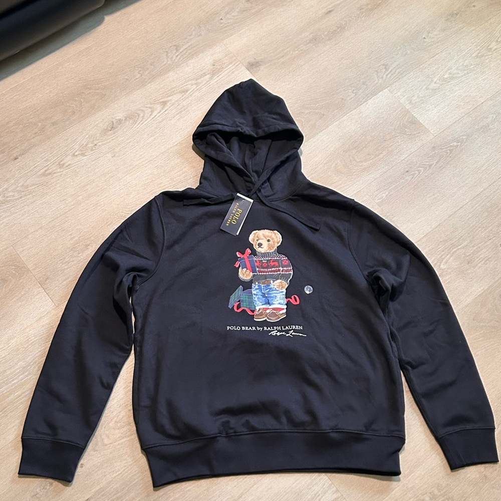 Polo by Ralph Lauren Black Hoodie with Bear Graphic